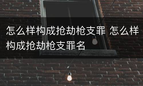 怎么样构成抢劫枪支罪 怎么样构成抢劫枪支罪名