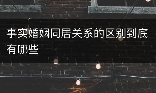 事实婚姻同居关系的区别到底有哪些