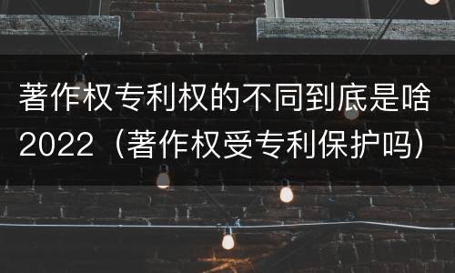 著作权专利权的不同到底是啥2022（著作权受专利保护吗）