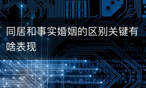 同居和事实婚姻的区别关键有啥表现