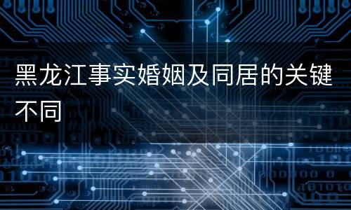 黑龙江事实婚姻及同居的关键不同
