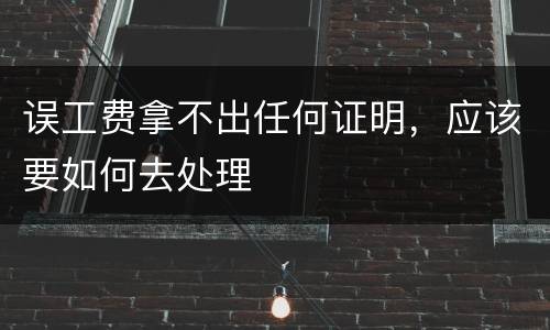 误工费拿不出任何证明，应该要如何去处理
