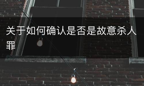关于如何确认是否是故意杀人罪