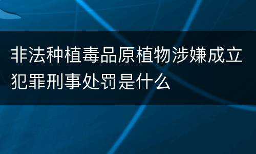 非法种植毒品原植物涉嫌成立犯罪刑事处罚是什么