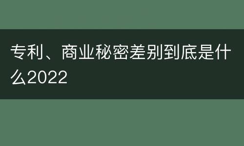 专利、商业秘密差别到底是什么2022