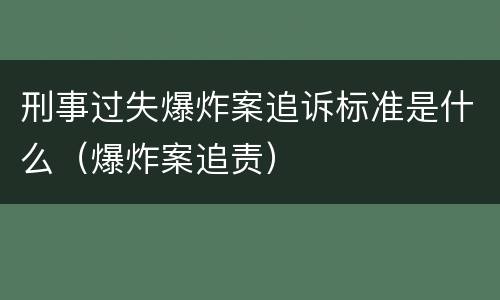 刑事过失爆炸案追诉标准是什么(爆炸案追责)