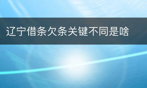 辽宁借条欠条关键不同是啥