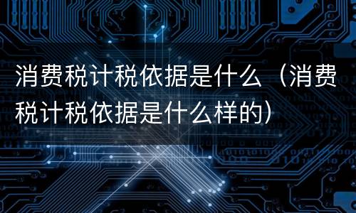 消费税计税依据是什么（消费税计税依据是什么样的）