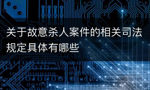 关于故意杀人案件的相关司法规定具体有哪些