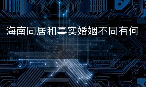 海南同居和事实婚姻不同有何