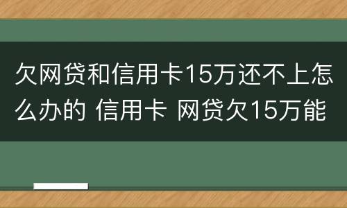 欠网贷和信用卡15万还不上怎么办的 信用卡 网贷欠15万能办房贷吗