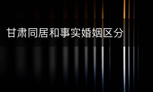 甘肃同居和事实婚姻区分