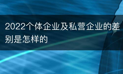 2022个体企业及私营企业的差别是怎样的