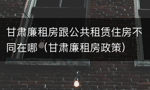 甘肃廉租房跟公共租赁住房不同在哪（甘肃廉租房政策）