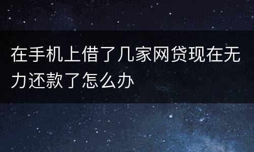 在手机上借了几家网贷现在无力还款了怎么办