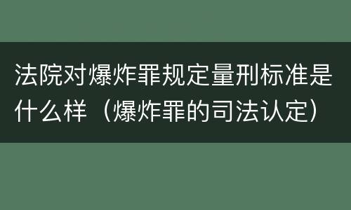 法院对爆炸罪规定量刑标准是什么样（爆炸罪的司法认定）
