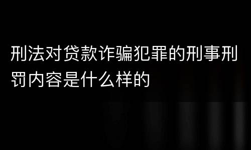 刑法对贷款诈骗犯罪的刑事刑罚内容是什么样的