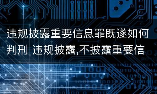 违规披露重要信息罪既遂如何判刑 违规披露,不披露重要信息罪判例