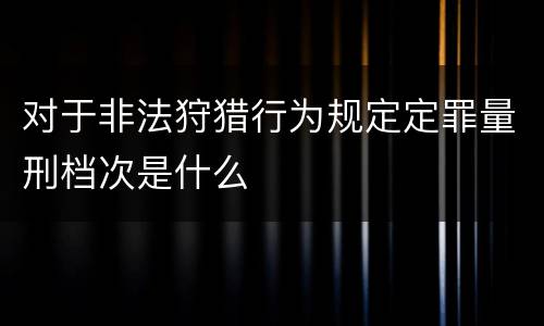 对于非法狩猎行为规定定罪量刑档次是什么