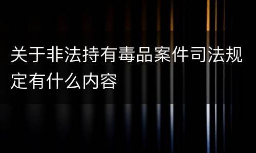 关于非法持有毒品案件司法规定有什么内容