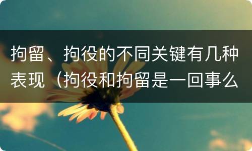 拘留、拘役的不同关键有几种表现（拘役和拘留是一回事么）