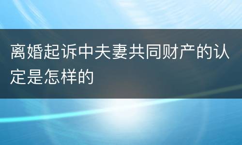 离婚起诉中夫妻共同财产的认定是怎样的