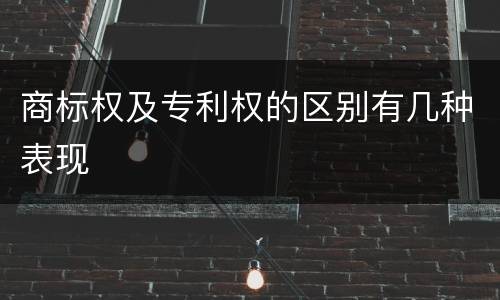 商标权及专利权的区别有几种表现