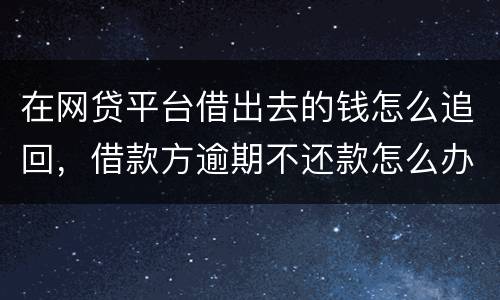 在网贷平台借出去的钱怎么追回，借款方逾期不还款怎么办
