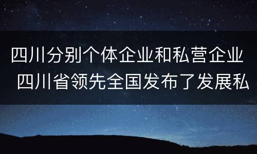 四川分别个体企业和私营企业 四川省领先全国发布了发展私营经济