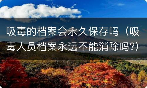 吸毒的档案会永久保存吗（吸毒人员档案永远不能消除吗?）