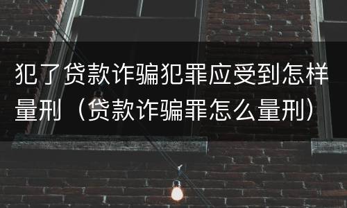 犯了贷款诈骗犯罪应受到怎样量刑（贷款诈骗罪怎么量刑）