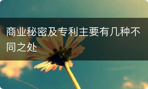 商业秘密及专利主要有几种不同之处