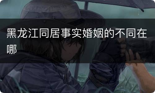 黑龙江同居事实婚姻的不同在哪