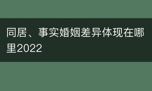 同居、事实婚姻差异体现在哪里2022