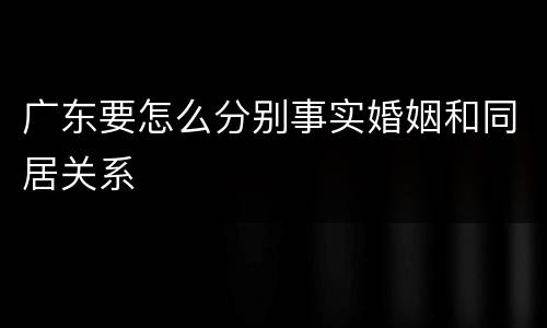 广东要怎么分别事实婚姻和同居关系