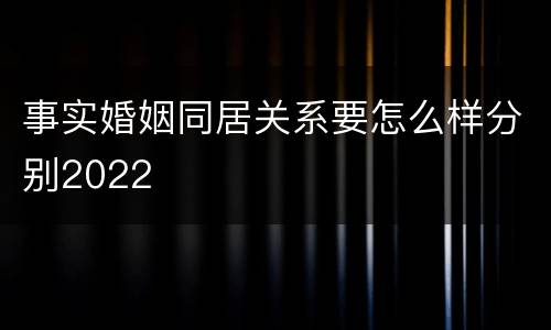 事实婚姻同居关系要怎么样分别2022