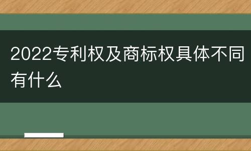 2022专利权及商标权具体不同有什么