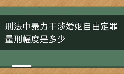 刑法中暴力干涉婚姻自由定罪量刑幅度是多少
