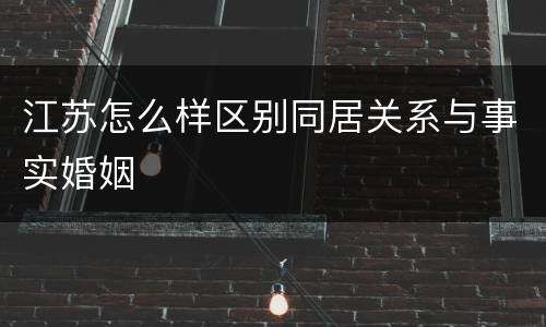江苏怎么样区别同居关系与事实婚姻