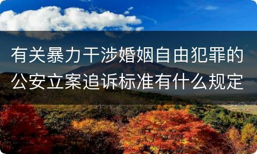 有关暴力干涉婚姻自由犯罪的公安立案追诉标准有什么规定