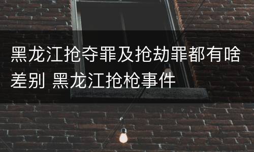 黑龙江抢夺罪及抢劫罪都有啥差别 黑龙江抢枪事件