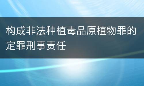 构成非法种植毒品原植物罪的定罪刑事责任