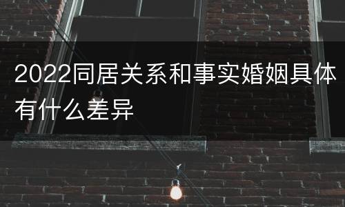 2022同居关系和事实婚姻具体有什么差异