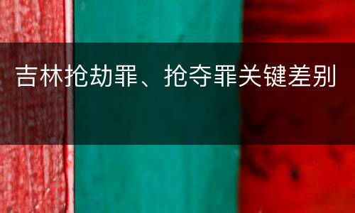 吉林抢劫罪、抢夺罪关键差别
