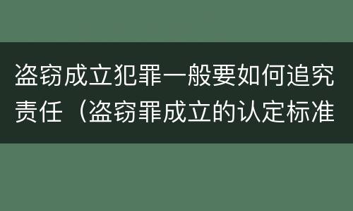 盗窃成立犯罪一般要如何追究责任（盗窃罪成立的认定标准）