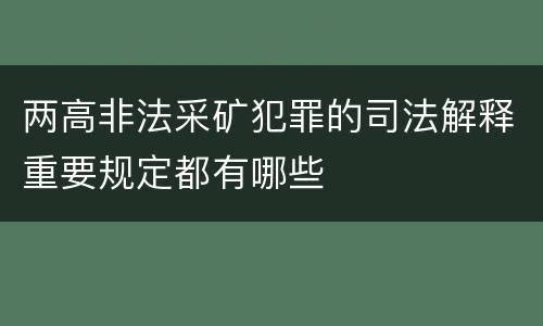 两高非法采矿犯罪的司法解释重要规定都有哪些