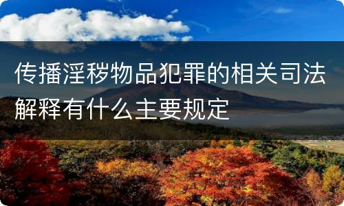 传播淫秽物品犯罪的相关司法解释有什么主要规定