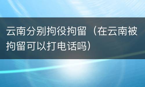 云南分别拘役拘留（在云南被拘留可以打电话吗）