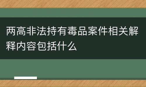 两高非法持有毒品案件相关解释内容包括什么