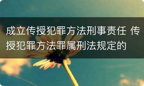 成立传授犯罪方法刑事责任 传授犯罪方法罪属刑法规定的